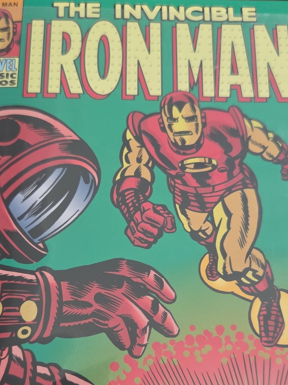 Marvel Iron Man Retro Comic Art Print - Red, Yellow & Green